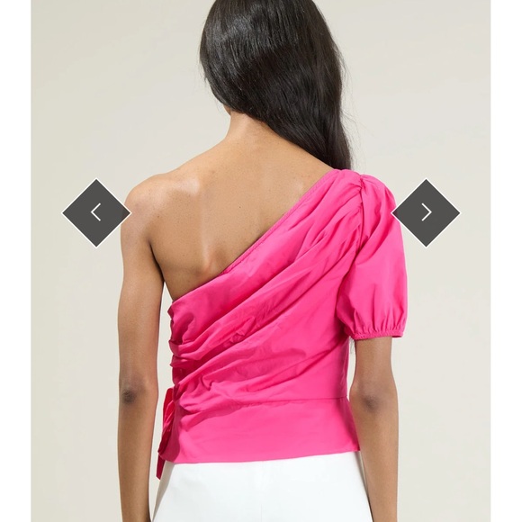 Hot pink one shoulder top - Picture 3 of 9